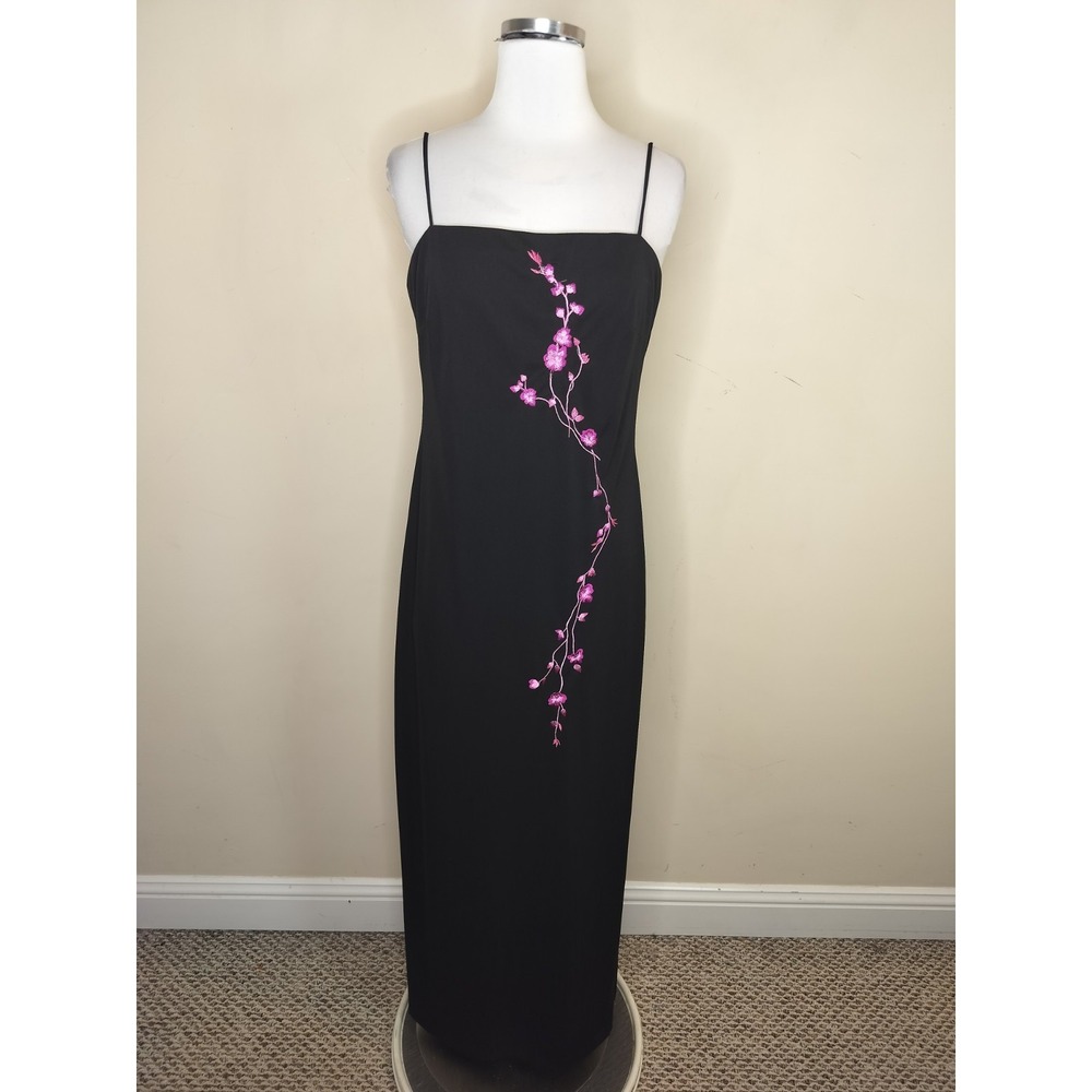 Vtg Arianna by‎ Rachel Kaye Floral Embroidered Maxi Dress Prom Party Slip